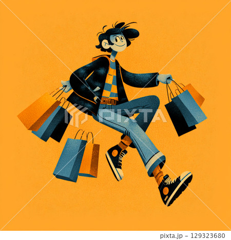 Playful Cartoon Style Black Friday Banner with Bright Colors 129323680
