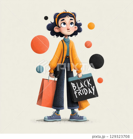 Playful Cartoon Style Black Friday Banner with Bright Colors 129323708