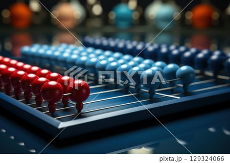 Abstract Abacus with Blue Background. 129324066