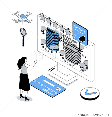 Real estate 3d isometric concept with isometry...のイラスト素材 [129324083 ...