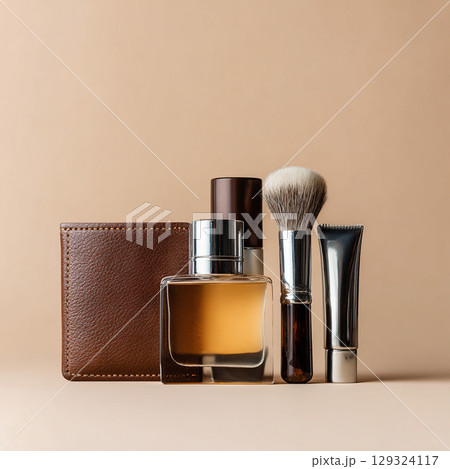 Mens Grooming and Skincare Set on Calming Background Minimalist Beauty Concept Mens Grooming and Skincare Set on Calming Background Minimalist Beauty Concept 129324117