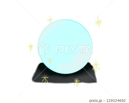 黒いクッションの上に置かれた丸水晶のイラスト 129324692