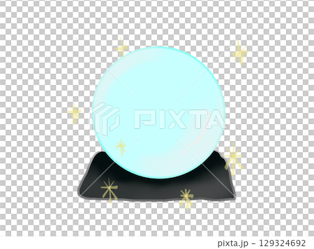 黒いクッションの上に置かれた丸水晶のイラスト 129324692