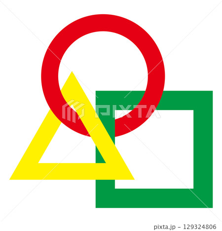 カラフルなマル・サンカク・シカクのイラスト 白背景 カラフルなマル・サンカク・シカクのイラスト 白背景 129324806