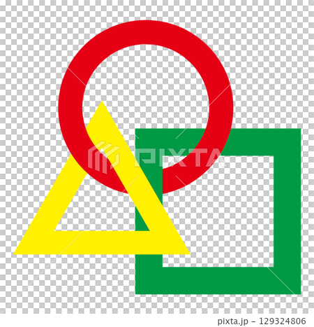 カラフルなマル・サンカク・シカクのイラスト 白背景 カラフルなマル・サンカク・シカクのイラスト 白背景 129324806