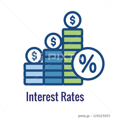 Interest Rate Increase with Percentage Yield Money Symbols Icon 129325055