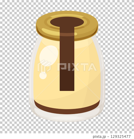 瓶に入ったプリンのイラスト_シール 129325477