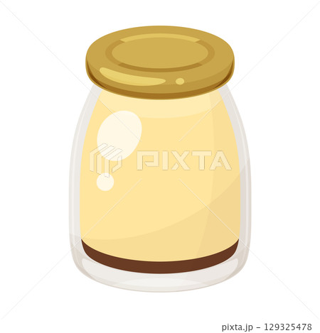 瓶に入ったプリンのイラスト_蓋 瓶に入ったプリンのイラスト_蓋 129325478