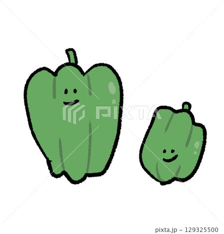 手描き風ゆるかわいい野菜ピーマン 手描き風ゆるかわいい野菜ピーマン 129325500