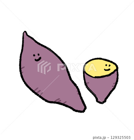 手描き風ゆるかわいい野菜さつまいも 129325503
