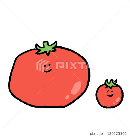 手描き風ゆるかわいい野菜トマト 手描き風ゆるかわいい野菜トマト 129325505