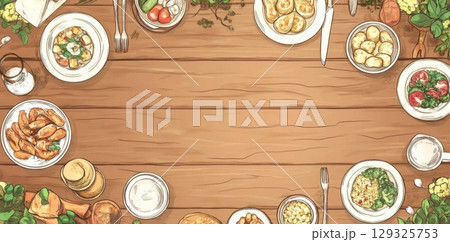Festive Food Tabletop Layout.のイラスト素材 [129325753] - PIXTA