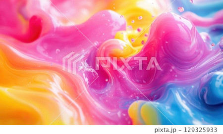Rainbow Liquid Swirl Abstract. 129325933