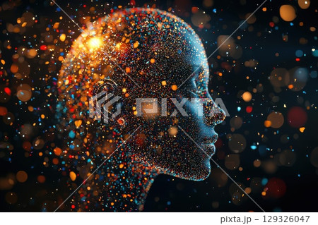 Womans Head with Particle Glow. 129326047