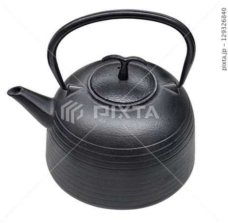 Black cast iron teapot with transparent background Black cast iron teapot with transparent background 129326840