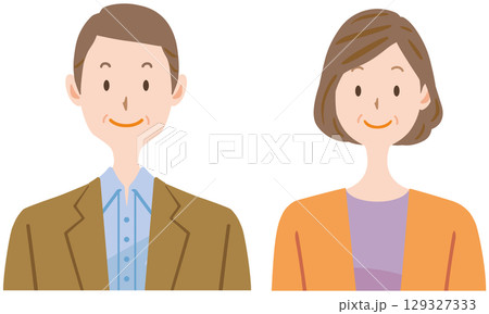 中高年夫婦のイラスト 129327333