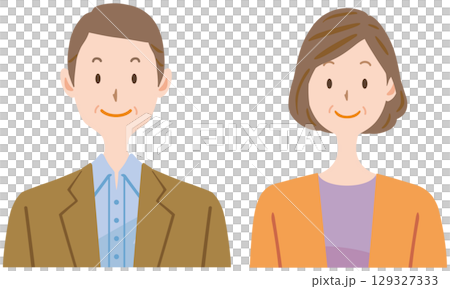 中高年夫婦のイラスト 129327333