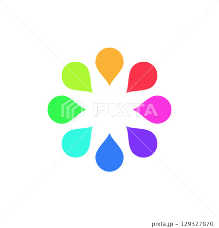 Colorful bright drop set. Round vector logo design with droplets. 129327870