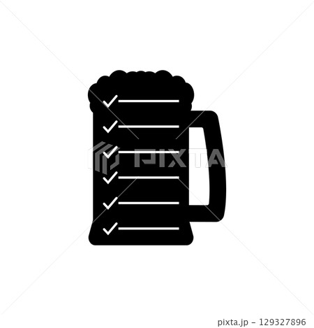 Beer list with silhouette of glass beer mug. Vector illustration on white background.  129327896