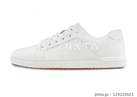 Men's casual white shoe side view 129328023