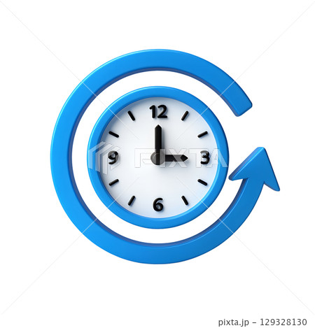 3d clock with arrow pointer symbolizing time management, productivity concept 129328130