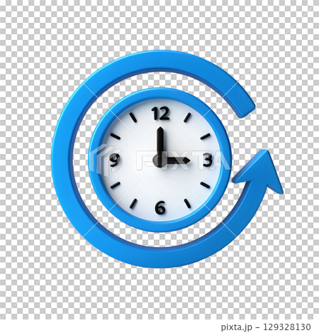 3d clock with arrow pointer symbolizing time management, productivity concept 129328130