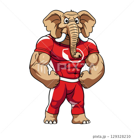 Muscular Elephant Mascot Clipart Strong Cartoon Animal Character in Red Suit for Sports Teams, Logos, Kids Designs, Stickers & Digital Graphics Muscular Elephant Mascot Clipart Strong Cartoon Animal Character in Red Suit for Sports Teams, Logos, Kids Designs, Stickers & Digital Graphics 129328210