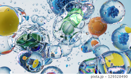 Colorful Abstract Bubbles with Intricate Cellular and Molecular Patterns 129328490