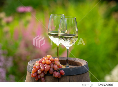 two glasses of white wine two glasses of white wine 129328661