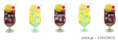 クリームソーダライン（透過PNG・コーラ＆レモン） 129329615