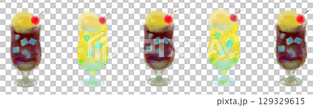 クリームソーダライン（透過PNG・コーラ＆レモン） 129329615