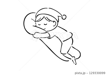 抱き枕で眠っている子 129330099