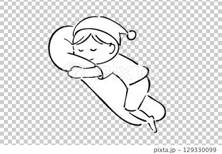 抱き枕で眠っている子 129330099