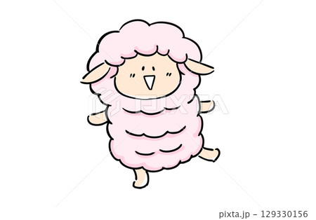 快眠の可愛いカラーイラスト　ひつじ 129330156