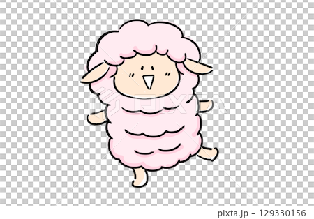 快眠の可愛いカラーイラスト　ひつじ 129330156