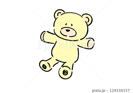 快眠の可愛いカラーイラスト　クマのぬいぐるみ 129330157