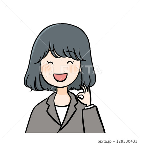スーツの女性OK バストアップアイコン スーツの女性OK バストアップアイコン 129330433