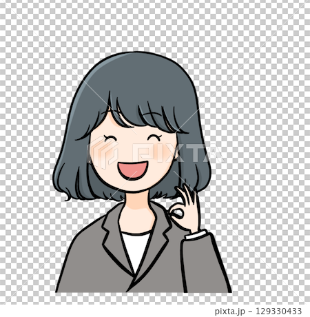 スーツの女性OK バストアップアイコン スーツの女性OK バストアップアイコン 129330433