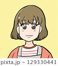 秋服オーバーオールボブヘアー女性のバストアップアイコン 129330441
