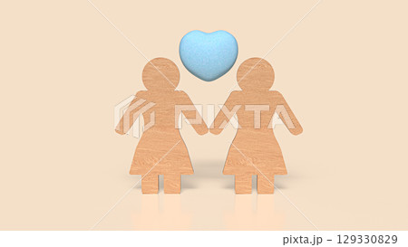 The Wood plate women and heart for lgbtq concept 3d Rendering. 129330829