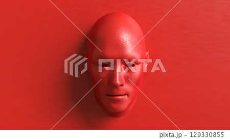 The Red face for Abstract Background concept 3d Rendering. The Red face for Abstract Background concept 3d Rendering. 129330855