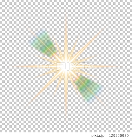 レンズフレアの虹を伴う光の放射エフェクト(透明背景) レンズフレアの虹を伴う光の放射エフェクト(透明背景) 129330980