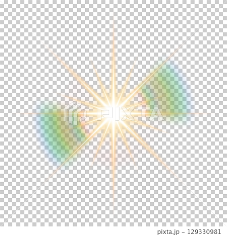 レンズフレアの虹を伴う光の放射エフェクト(透明背景) レンズフレアの虹を伴う光の放射エフェクト(透明背景) 129330981