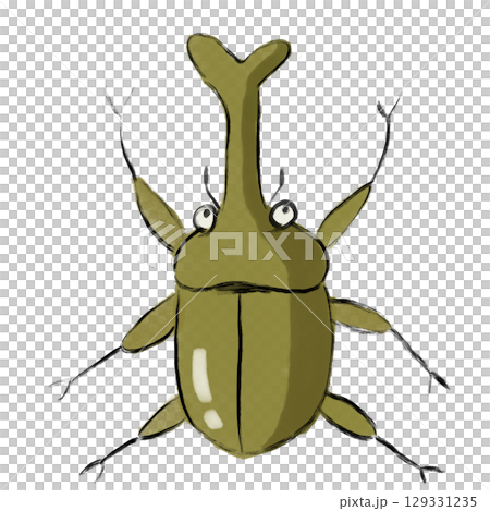 可愛又輕鬆的犀牛甲蟲插圖（透明PNG） 129331235