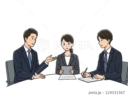オフィスでミーティングする社員たち 129331367