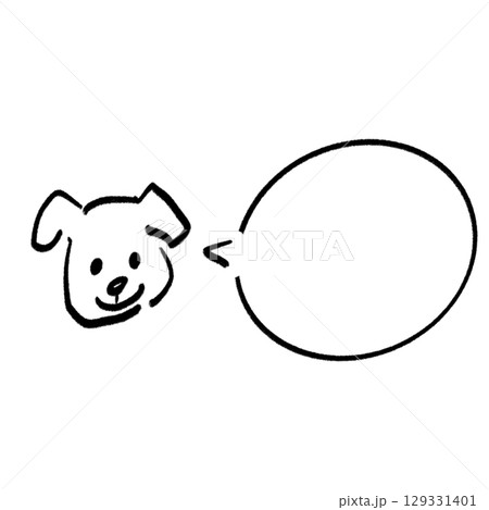 鉛筆で描いた犬の吹き出しイラスト 129331401