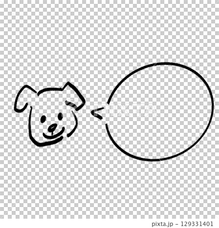 一隻狗與對話泡泡的鉛筆插圖 129331401