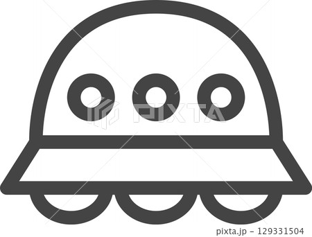 線画乗り物関連の単品アイコン　UFO 129331504