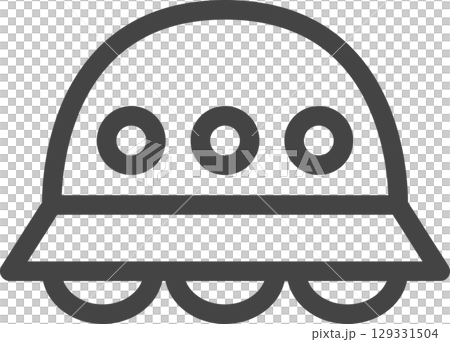 Line drawing vehicle related single icon UFO 129331504