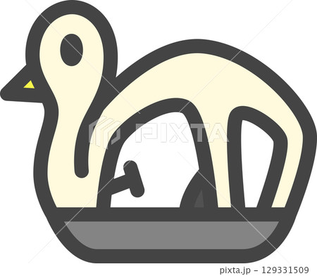 カラー乗り物関連の単品アイコン　あひるボート 129331509